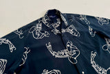 90s Polo Ralph Lauren Saxophone Rayon S/S Shirt L Black