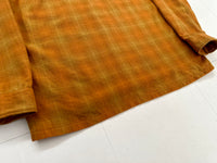 60s Woolshire Shadow Plaid Wool Loop Shirt M Orange