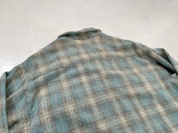 60s WOOL O THE WEST Shadow Plaid Loop Wool Shirt XL Turquoise