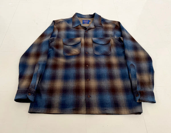 90s Pendleton Shadow Plaid Board Shirt L Blue
