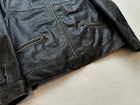 90s Polo Ralph Lauren Leather Zip Jacket XXL Black