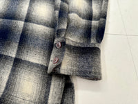 70s KENNINGTON Shadow Plaid Wool Shirt L DeepNavy