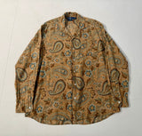 90s Polo Ralph Lauren BONNARD Paisley L/S Shirt M LightBrown