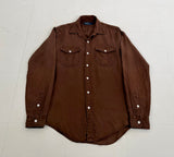 90s Polo Ralph Lauren Linen L/S Shirt S DeepBrown