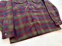 60s Pendleton ShadowPlaid Board Shirt L Burgundy&Green
