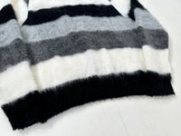 60s PURITAN Border Mohait Cadigan L Black White&Gray