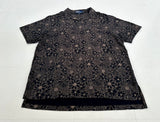 90s Polo Ralph Lauren Cotton&Linen Black Flower Polo Shirt XL