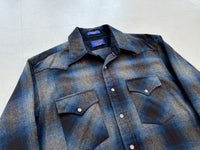 90s Pendleton ShadowPlaid Western Shirt M Blue