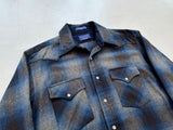 90s Pendleton ShadowPlaid Western Shirt M Blue