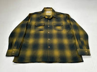 60s Woolshire Shadow Plaid Loop Wool shirt XL Mustard&Black