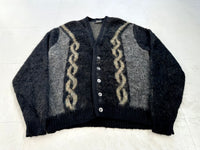 60s PURITAN Chain Mohair Cardigan M Black