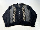 60s PURITAN Chain Mohair Cardigan M Black