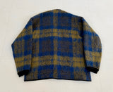 60s Mohair Plaid Cardigan Blue&Mustard