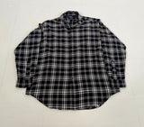 90s Polo Ralph Lauren MARLOWE Plaid L/S Flannel Shirt L Black