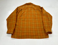 60s Woolshire Shadow Plaid Wool Loop Shirt M Orange
