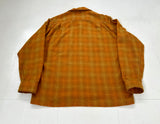 60s Woolshire Shadow Plaid Wool Loop Shirt M Orange