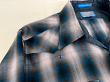 70s SIR PENDLETON Shadow Plaid Western Shirt L Blue