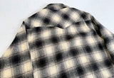 70s PENDLETON Shadow Plaid Western Shirt L Black&White