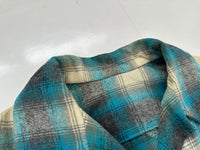 60s Shadow Plaid Loop Wool Shirt Emerald