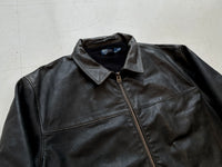 90s Polo Ralph Lauren Leather Zip Jacket XXL Black