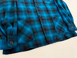 70s PENDLETON Shadow Plaid Wool Jacket XL Blue