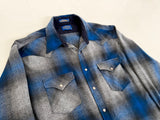 90s PENDLETON Shadow Plaid Western Shirt XL Blue&Gray