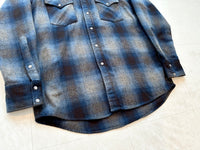 90s Pendleton ShadowPlaid Western Shirt M Blue