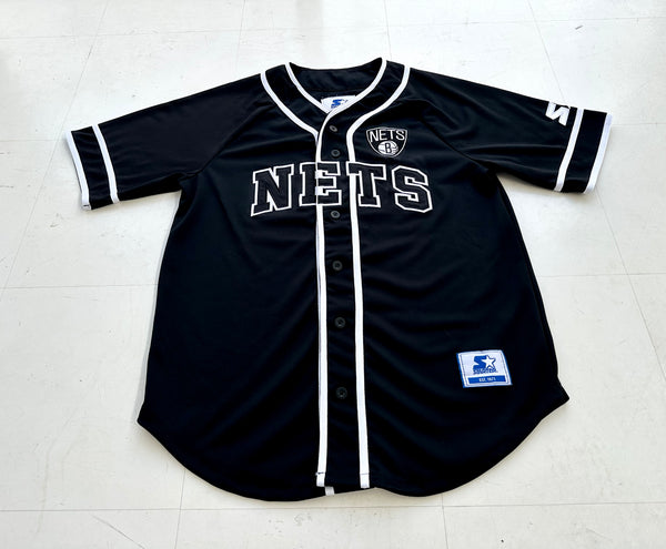 Used Brooklyn NETS Starter BaseBall Shirt M Black
