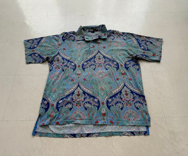 90s Polo Ralph Lauren Paisley Polo Shirt XL Turquoise