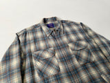 90s Pendleton Front Zip ShadowPlaid Jacket XL Ivory&Gray