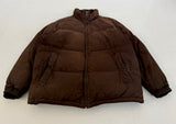 90s Timberland WeatherGear Leather Puffer Jacket L DeepBrown