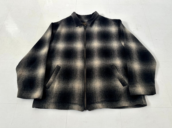 80s Eddie Bauer Shadow Plaid Wool Jacket XXL Black&White