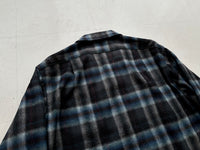 60s PENDLETON Shadow Plaid Wool Board Shirt L DeepNavy&Blue