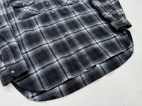 60s Pendleton Shadow Plaid Wool Shirt XL Black