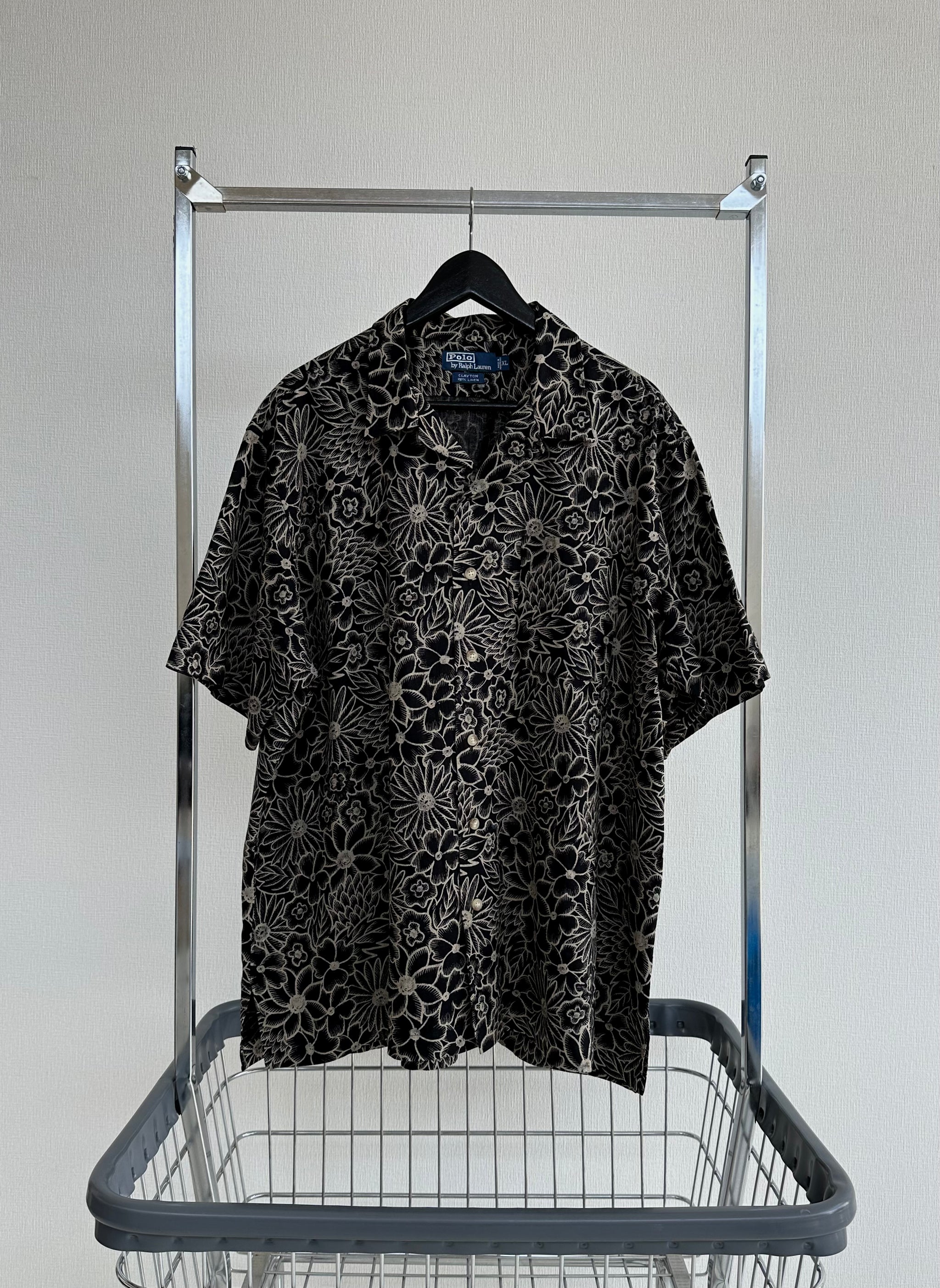 90s Polo RalphLauren CLAYTON Black Flower Shirt XL – NO BURCANCY