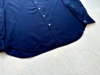 90s Polo RalphLauren Silk Linen Cotton L/S Shirt L DeepNavy