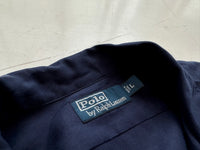 90s Polo RalphLauren Silk Linen Cotton L/S Shirt L DeepNavy
