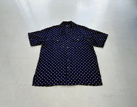 90s Polo RalphLauren Big PolkaDot Rayon Loop Shirt XL Navy