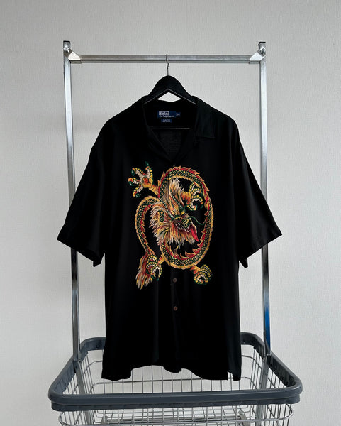 90s Polo RalphLauren CLAYTON Dragon Black Loop Shirt XL – NO BURCANCY
