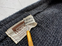 60s MONTGOMERY WARD Mohair Cardigan L Black&Gray