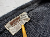60s MONTGOMERY WARD Mohair Cardigan L Black&Gray