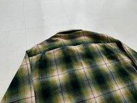 70s JC Penney ShadowPlaid Wool Loop Shirt XL Green