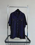 90s Polo RalphLauren Big PolkaDot Rayon Loop Shirt XL Navy