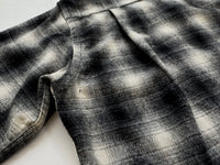 70s Goldenline Shadowplaid Wool Loop Shirt M Black&White