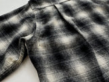70s Goldenline Shadowplaid Wool Loop Shirt M Black&White