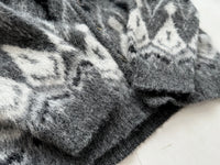 60s CAMPUS Mohair Cardigan Diamond XL Gray&Black