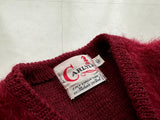 60s CARLYLE Mohair Cardigan XL Burgundy