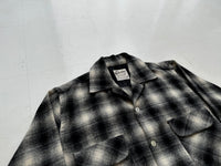70s Goldenline Shadowplaid Wool Loop Shirt M Black&White
