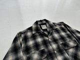 70s Goldenline Shadowplaid Wool Loop Shirt M Black&White