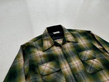 70s JC Penney ShadowPlaid Wool Loop Shirt XL Green